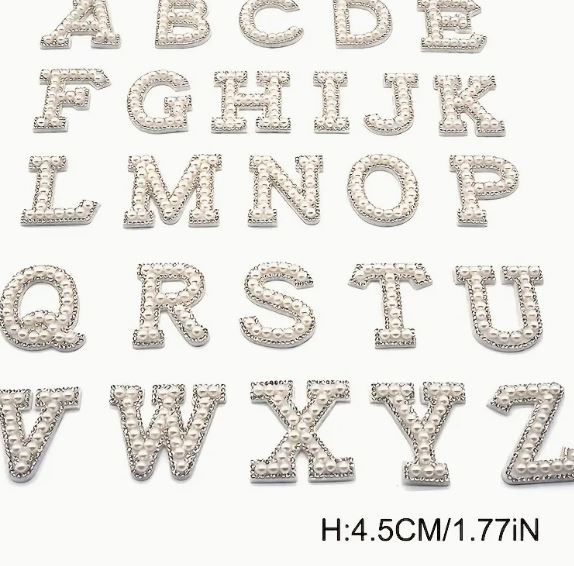Iron On Pearl Letters - White
