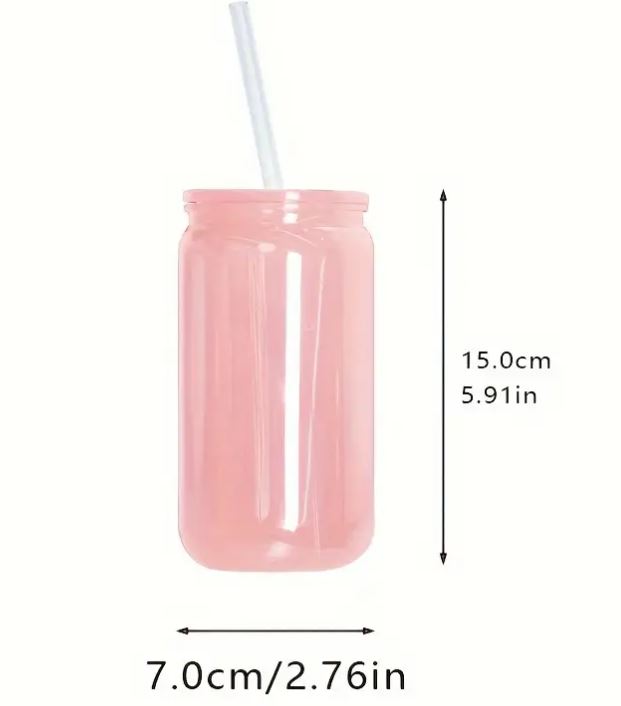 500ml Reusable Translucent Plastic Tumbler with Straw