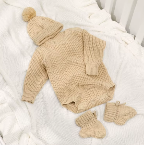 3pcs Newborn Knitted Set