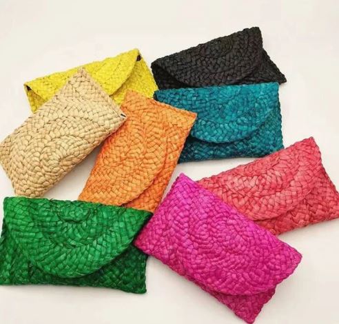 Colourful Straw Clutch Bag