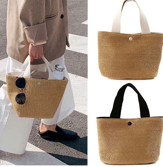 Top Handle Small Straw Bag
