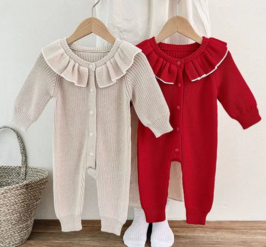Knitted Collar Romper