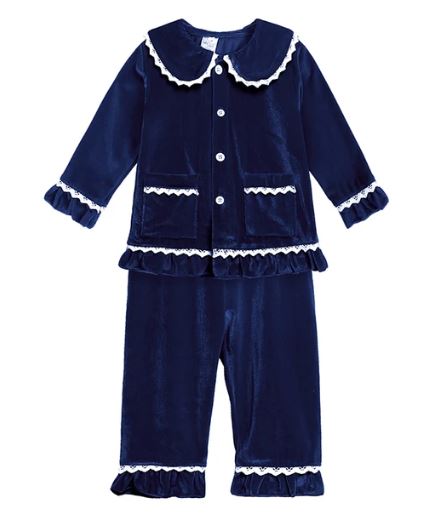 Kids Tales Girls Blue Velour Pyjama
