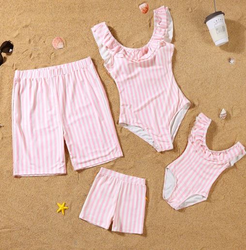 Pink Strip Family Swim Set