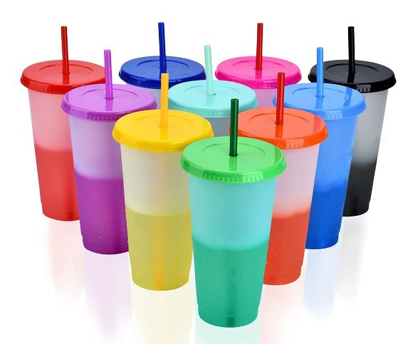 10pcs Colour Changing 24oz Cups with Straw