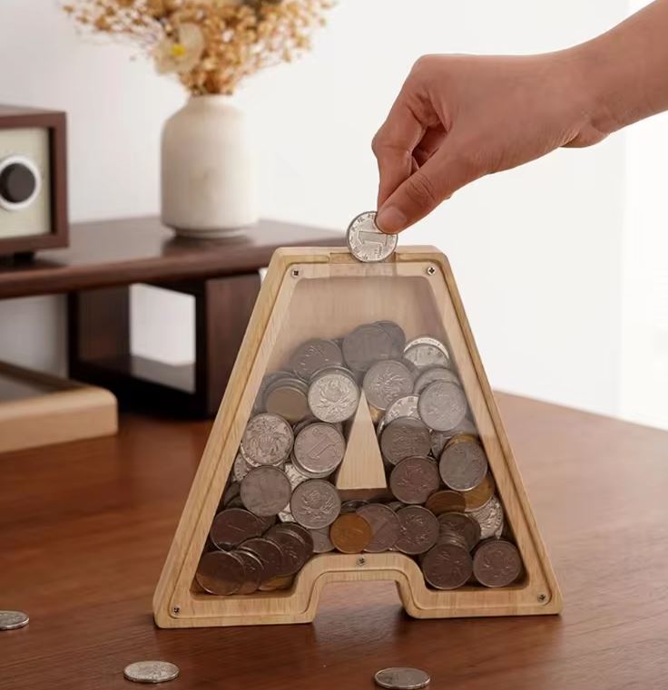 Wooden Alphabet Money Box