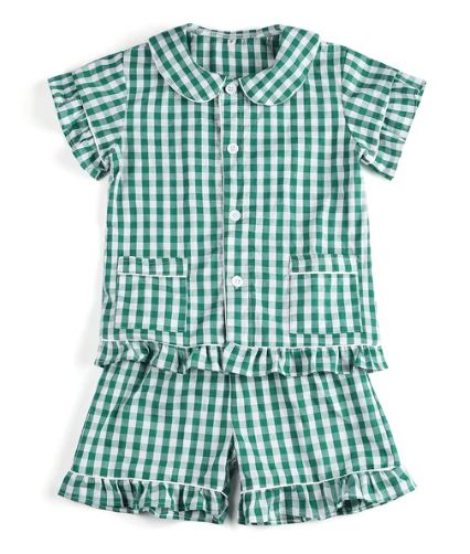Girls Green Plaid Pyjamas