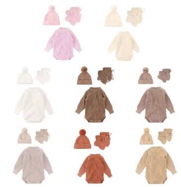 3pcs Newborn Knitted Set