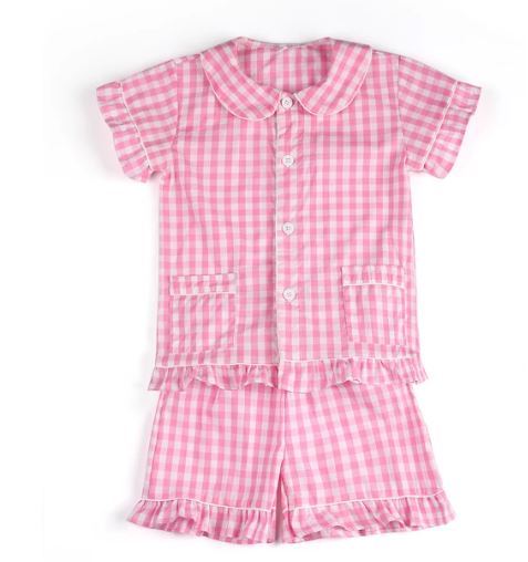 Girls Pink Plaid Pyjamas