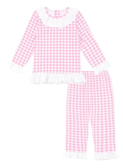 Girls Pink Check Pyjama