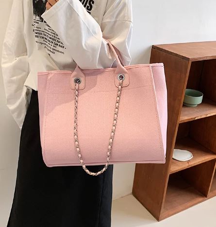 Pink Canvas Tote Bag