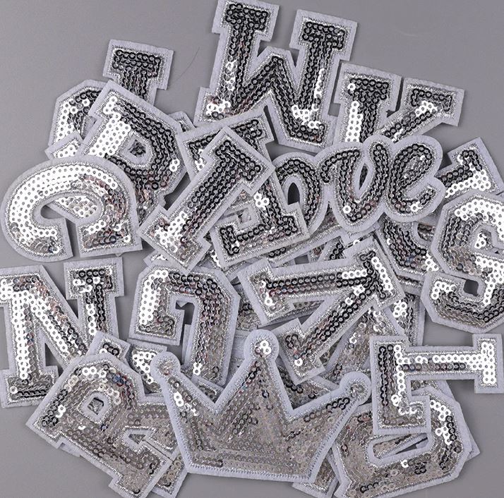 Iron On Silver Sequin Alphabet
