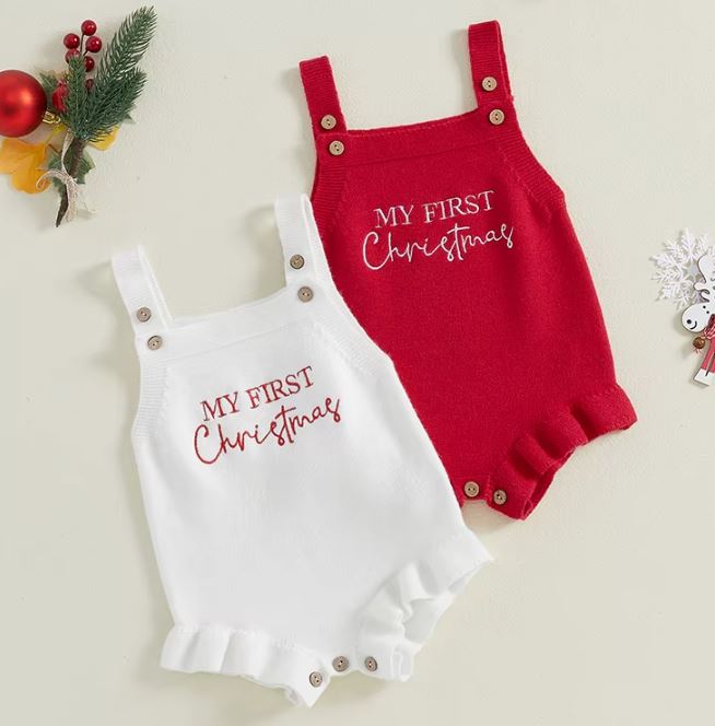 Knitted Romper 1st Christmas