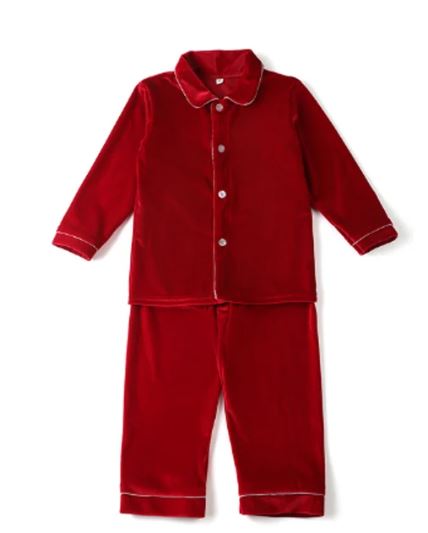 Kids Tales Boys Red Velour Pyjama