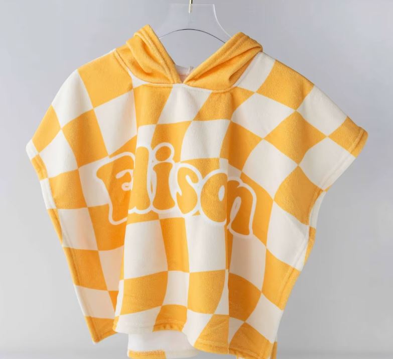Checked Name Hooded Towel