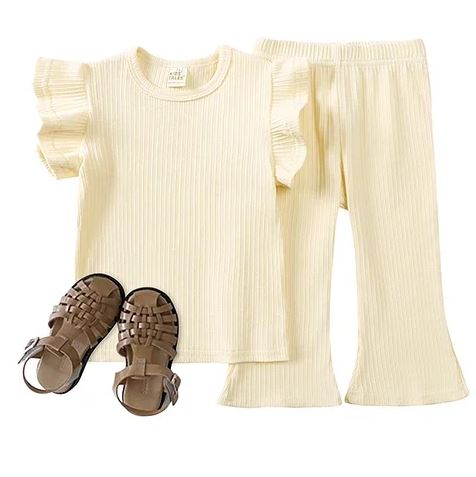 Kids Tales Girls Ribbed Frill Set