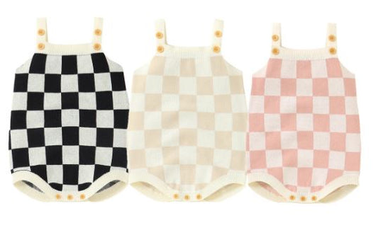 Check Knitted Romper