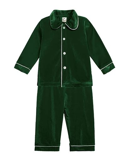 Kids Tales Boys Green Velour Pyjama