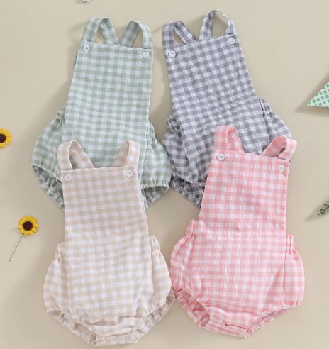 Plaid Unisex Romper