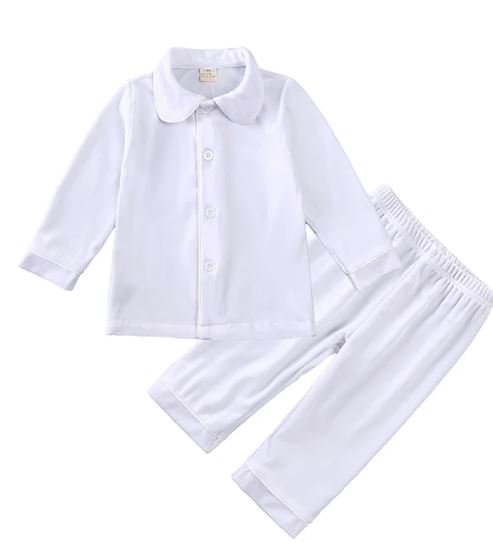 Kids Tales Boys White Velour Pyjama