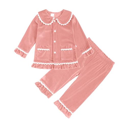 Kids Tales Girls Pink Velour Pyjama