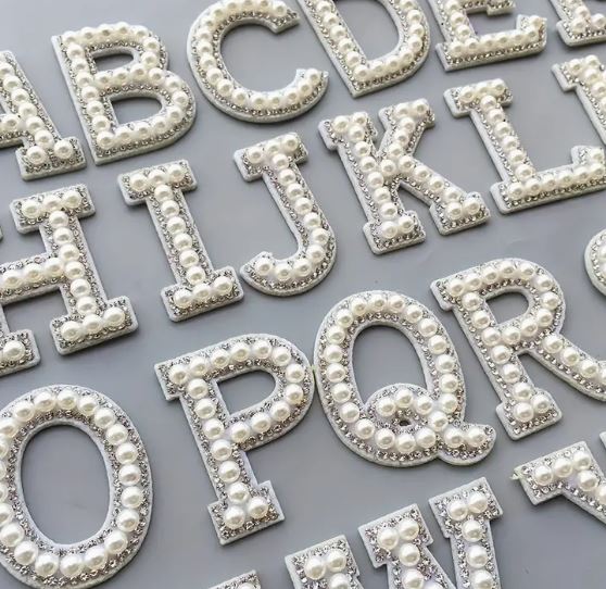 Iron On Pearl Letters - White