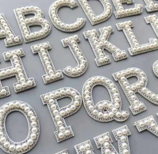 Iron On Pearl Letters - White