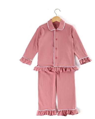 Girls Dusky Pink Cotton Pyjama Set