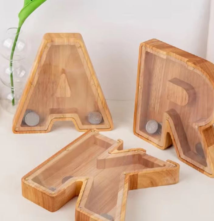 Wooden Alphabet Money Box