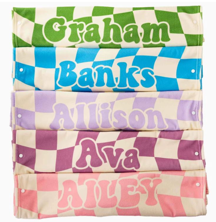 Checked Name Hooded Towel