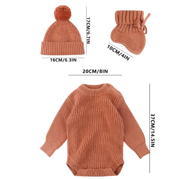 3pcs Newborn Knitted Set