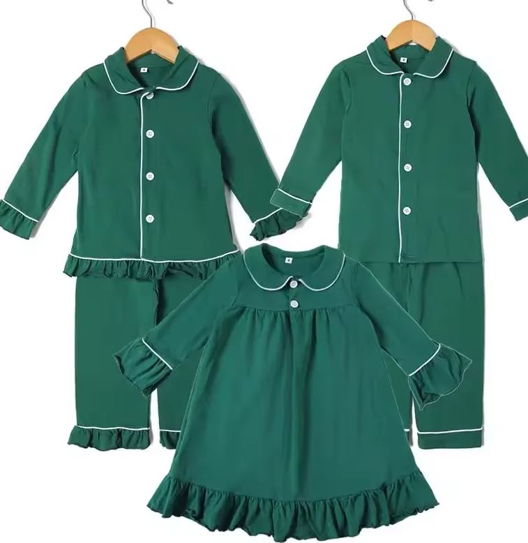 Green Cotton Christmas Pyjamas & Nightdress