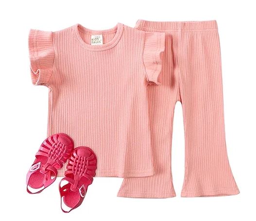 Kids Tales Girls Ribbed Frill Set
