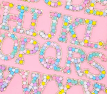 Iron On Multi Coloured Pearl Alphabet