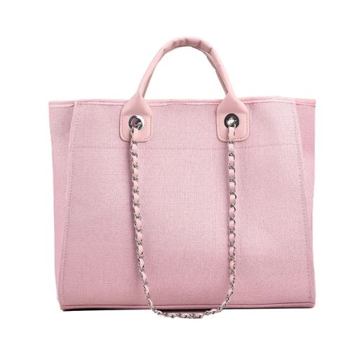 Pink Canvas Tote Bag