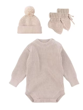 3pcs Newborn Knitted Set