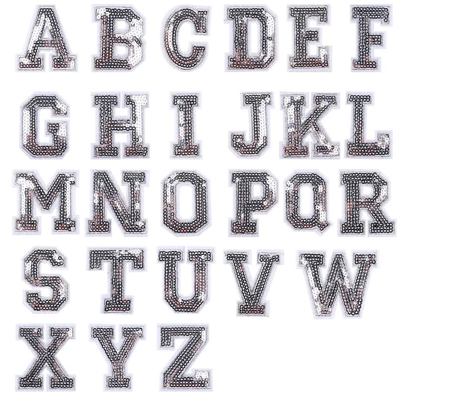 Iron On Silver Sequin Alphabet