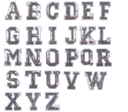 Iron On Silver Sequin Alphabet