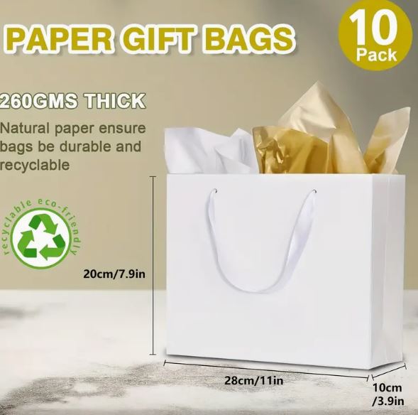White Gift Bag - 10 Pack