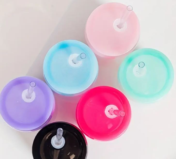 500ml Reusable Translucent Plastic Tumbler with Straw