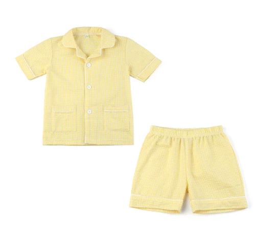 Boys Lemon Plaid Pyjama Sets