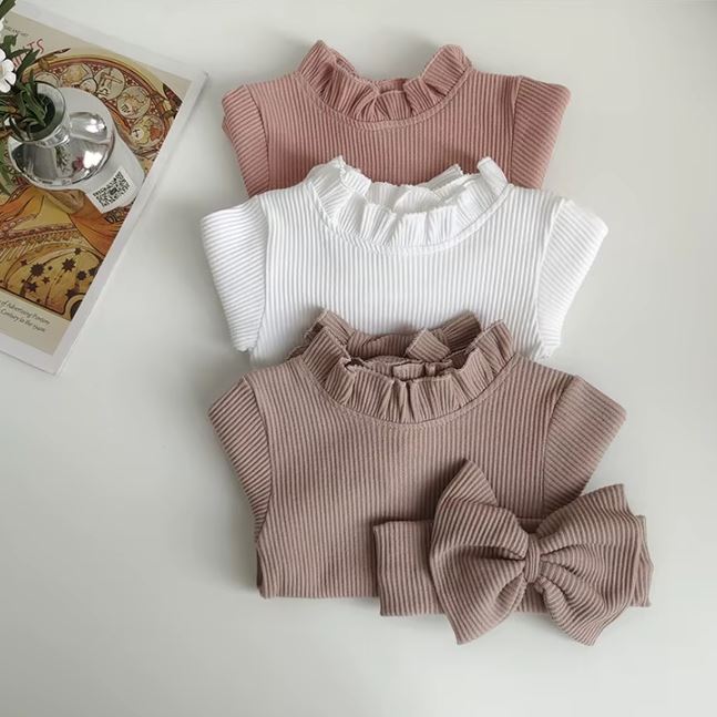 Ribbed Frill Romper with Headband