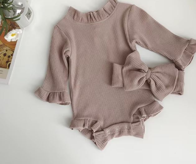 Ribbed Frill Romper with Headband