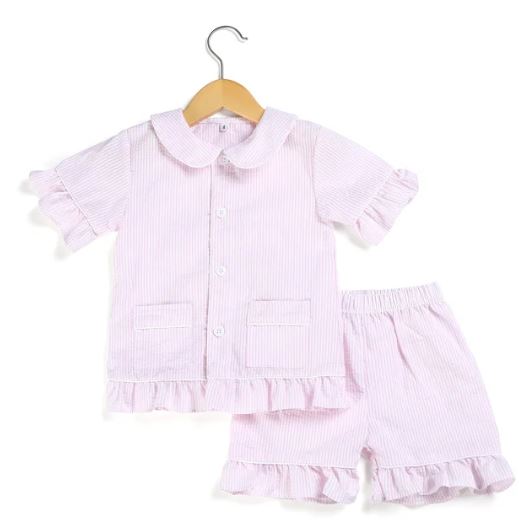 Girls Pink Strip Pyjama