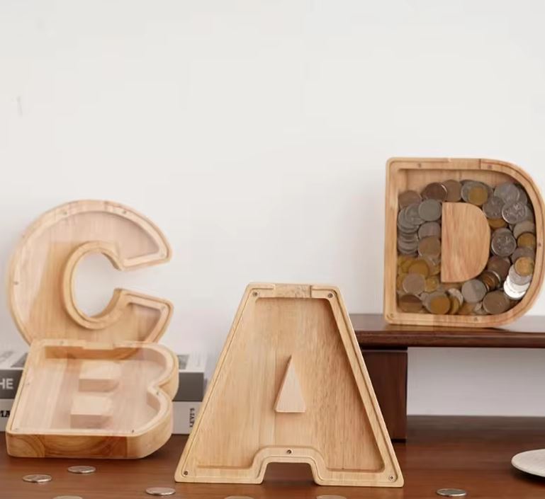 Wooden Alphabet Money Box