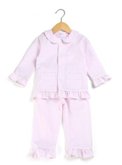 Girls Pink Strip Pyjama - Long