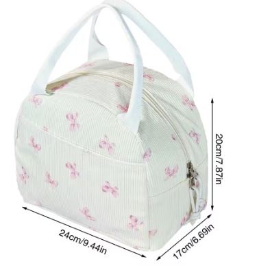 Bow Corduroy Lunch Bag