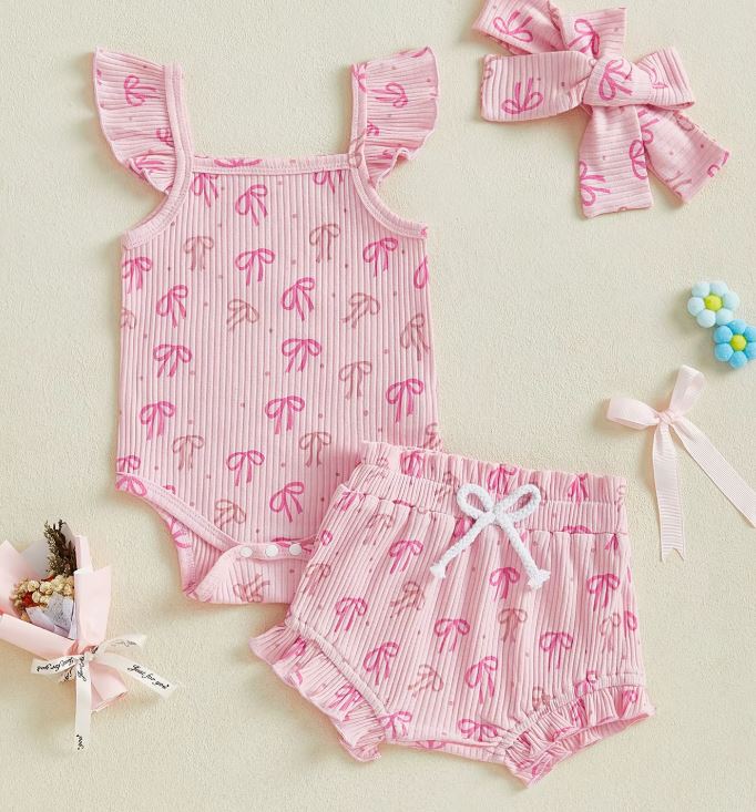 Bow Ribbed 3 Piece Set