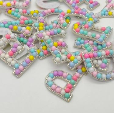 Iron On Multi Coloured Pearl Alphabet