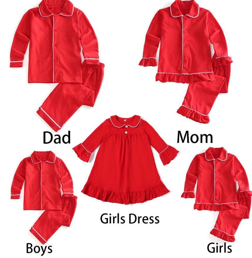 Family Red Cotton Pyjamas & Nightdress